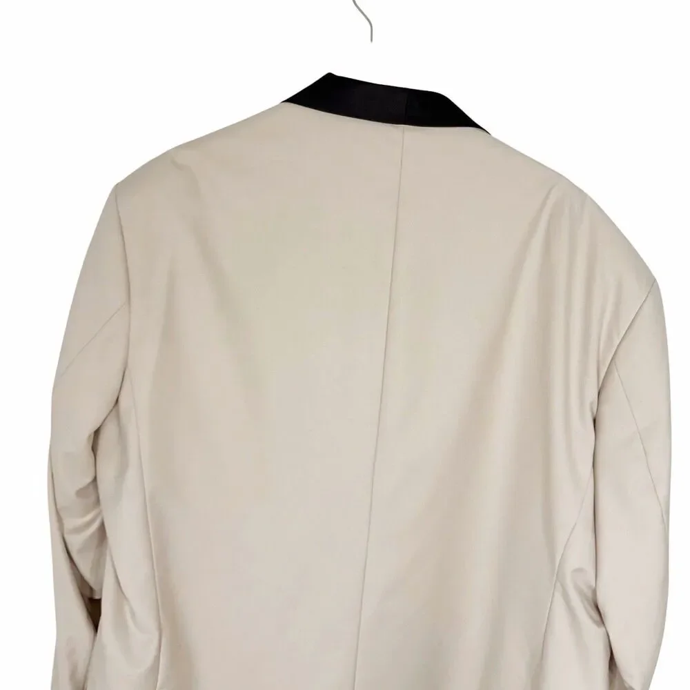 Gino Vitale Mens Tuxedo Jacket Size 54 Long Ivory Black Trim Blazer NWT